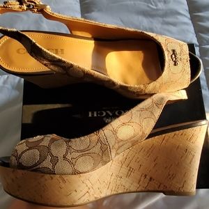 Coach Ferry Wedge Heels in Beige